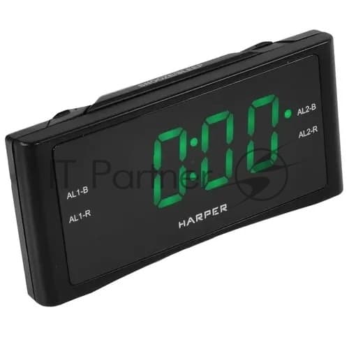 Радиобудильник Harper HCLK-1006 черный LED подсв:зеленая часы:цифровые AM/FM