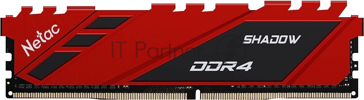 Оперативная память NETAC Shadow, DDR4, 8GB (1x8GB), 3200MHz, CL16, DIMM, с радиаторами, красный