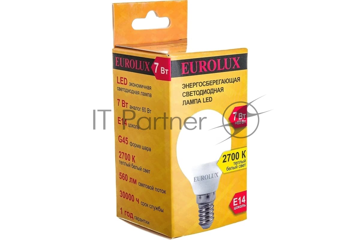 Лампа светодиодная EUROLUX LL-E-G45-7W-230-2,7K-E14