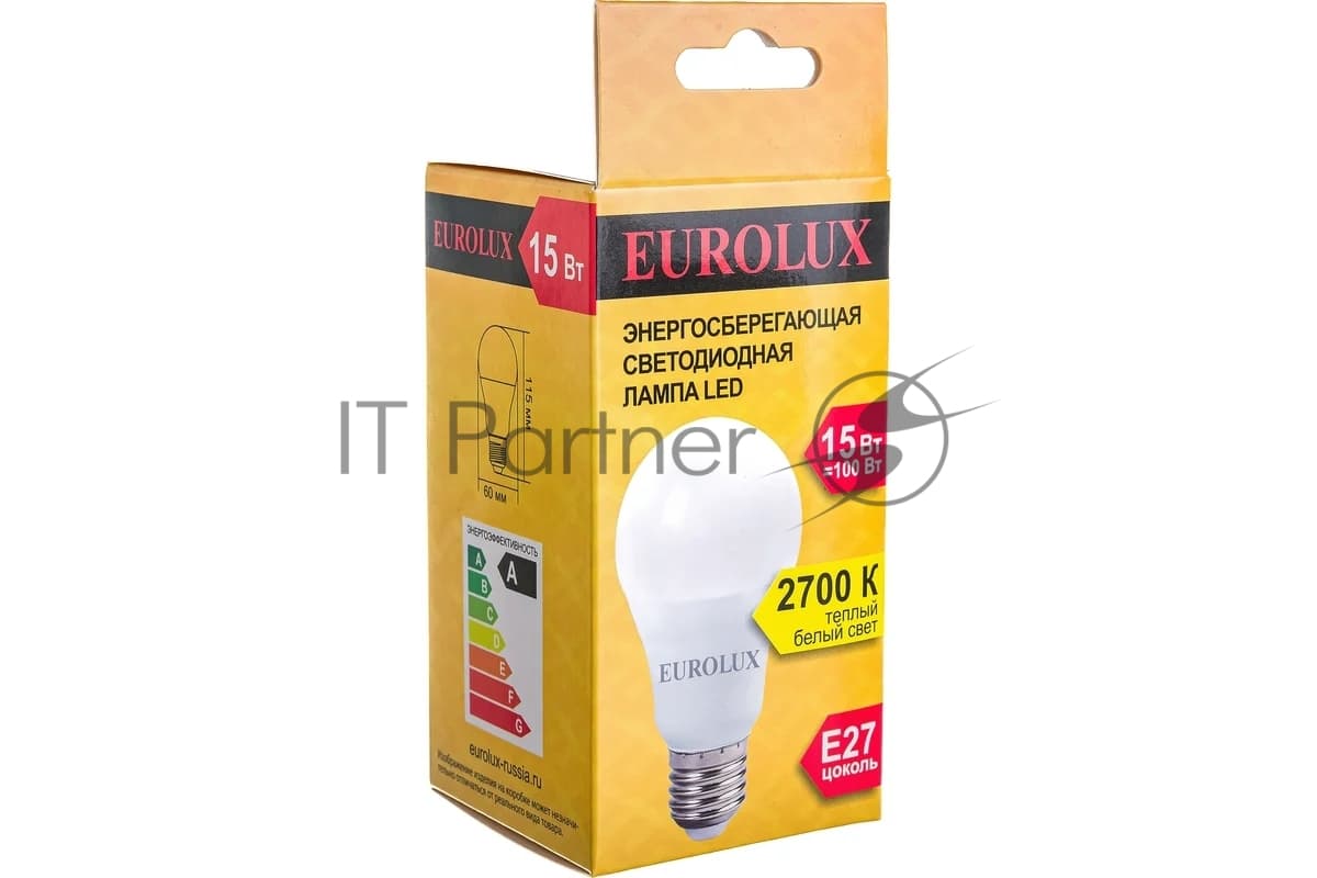 Лампа светодиодная EUROLUX LL-E-A60-15W-230-2,7K-E27