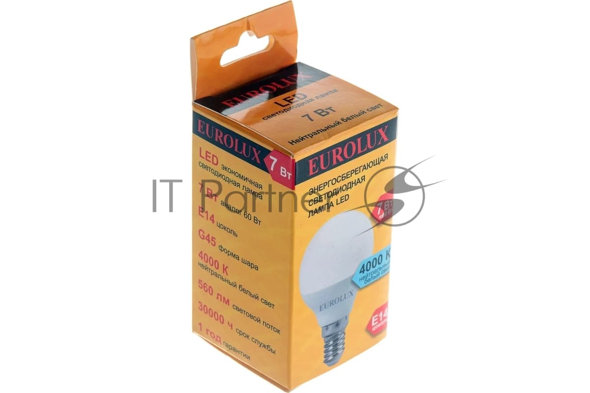 Лампа светодиодная EUROLUX LL-E-G45-7W-230-4K-E14 шар