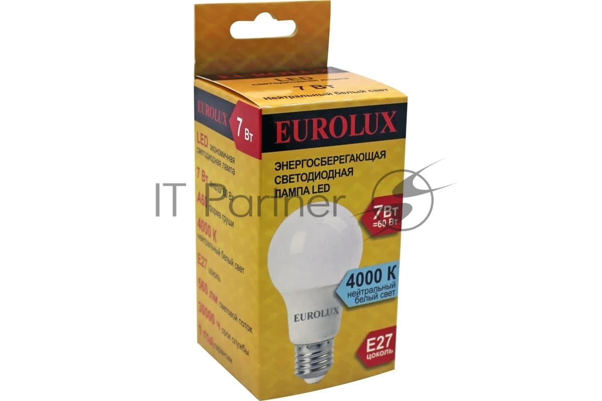 Лампа светодиодная EUROLUX LL-E-A60-7W-230-4K-E27 груша