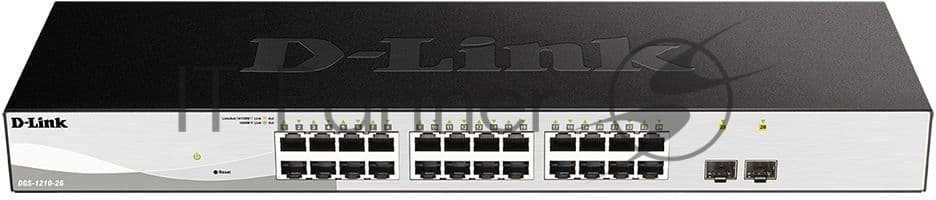 Коммутатор D-Link DGS-1210-26/F, 24×1 Гбит/с + 2×1 Гбит/с SFP, настраиваемый