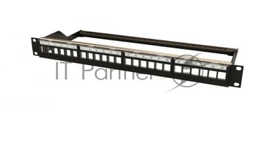 Комм. патч-панель Hyperline, 19", 1HU, портов: 24 х keystone, неэкр., черный, (PPBL6-19-24-RM)
