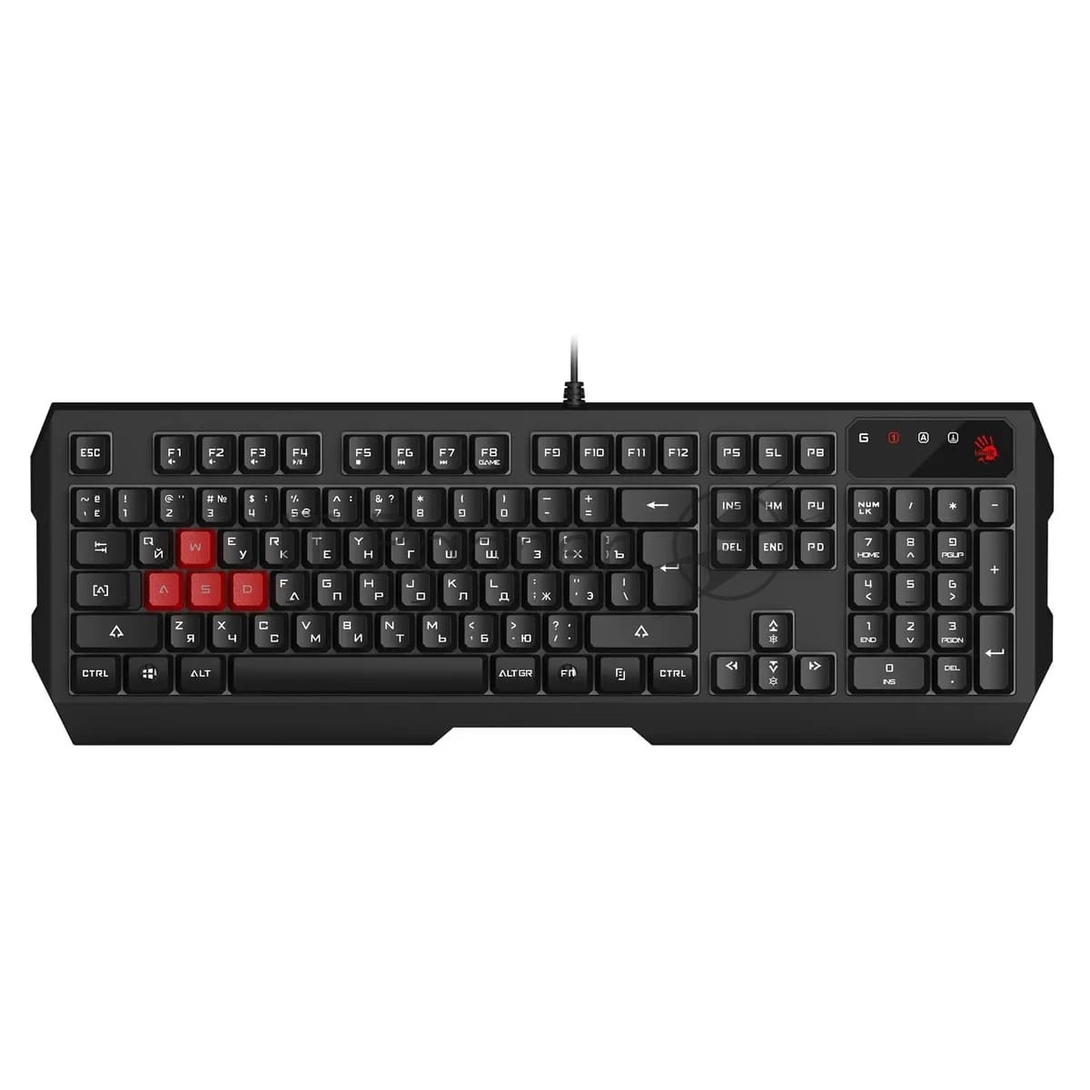 Клавиатура A4Tech B135N черный USB for gamer LED (подставка для запястий) кабель 1.8м