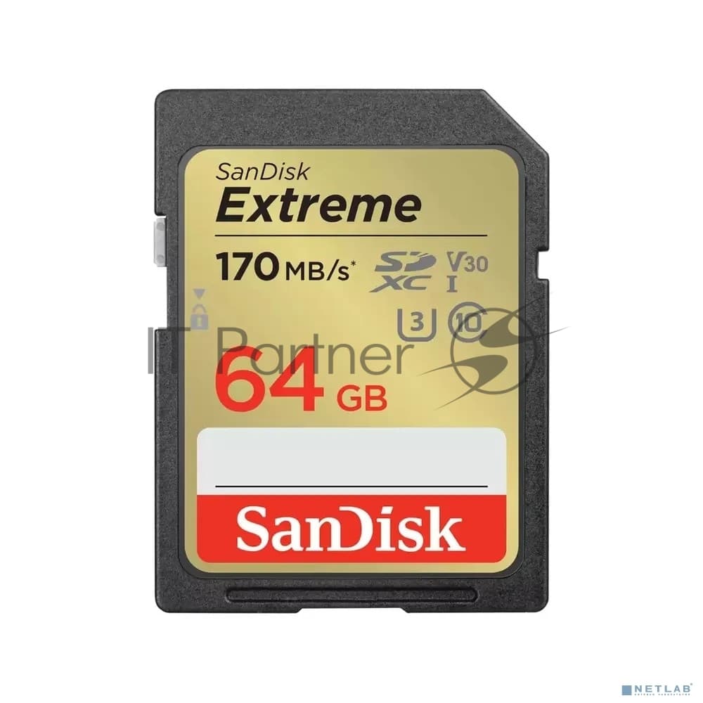 Флеш карта SD 64GB SanDisk SDXC Class 10 V30 UHS-I U3 Extreme 170MB/s