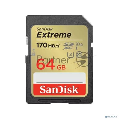 Флеш карта SD 64GB SanDisk SDXC Class 10 V30 UHS-I U3 Extreme 170MB/s