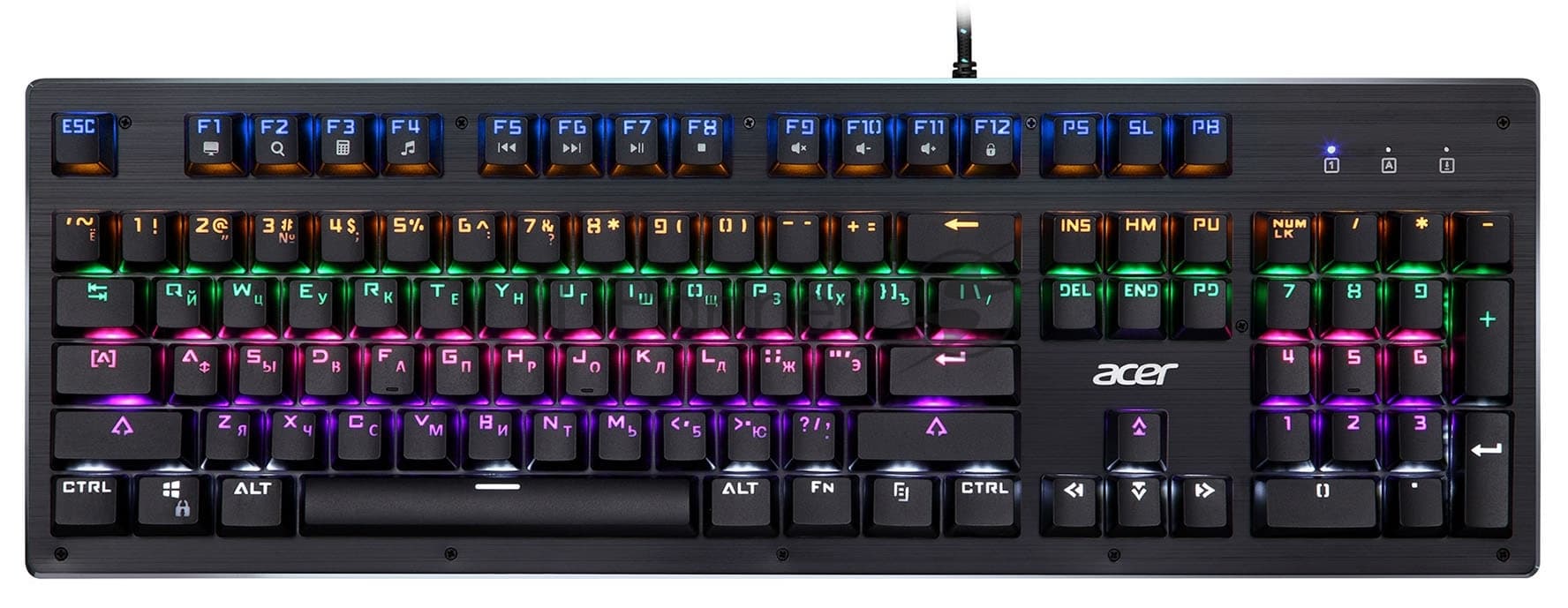 Клавиатура Acer OKW127 механическая черный USB Multimedia for gamer LED (ZL.KBDEE.00H) кабель 1.8м