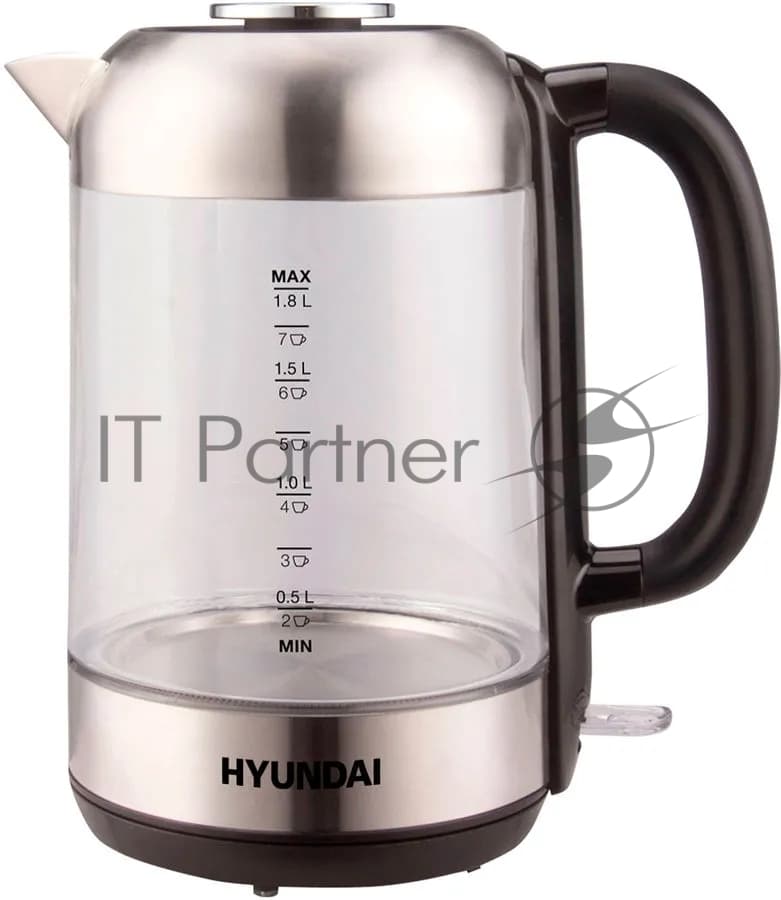 Чайник электрический Hyundai HYK-G4034 1.8л. 2200Вт черный/прозрачный корпус: стекло/пластик