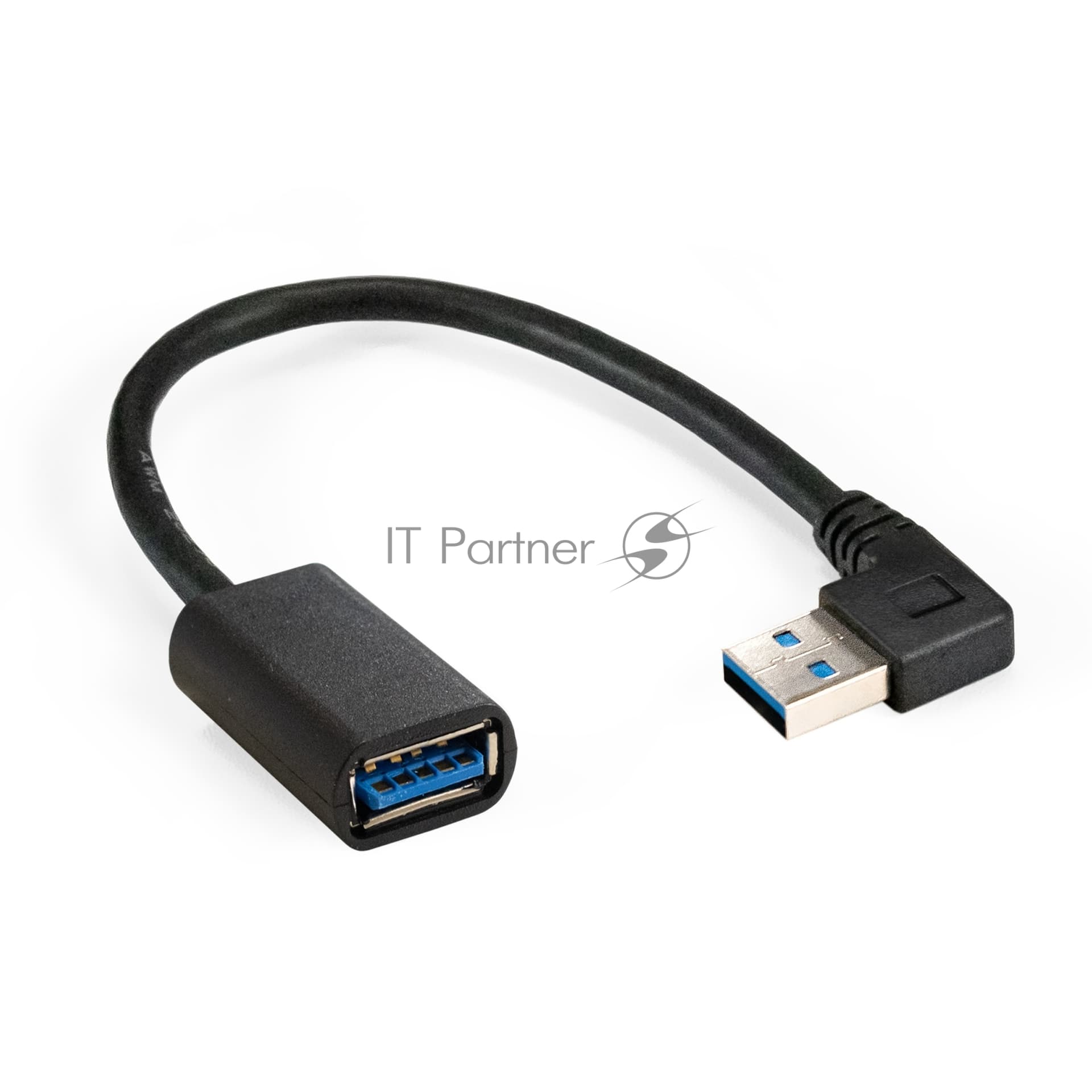 Удлинитель USB 3.0 ExeGate EX-CC-USB3-AMAF-0.15L (Am/Af, угловой 90-градусный коннектор (горизонтальный левый), 0,15м)