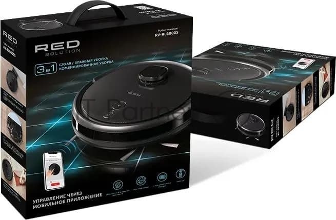 Робот-пылесос Red Solution RV-RL6000S черный, 35 Вт, 2600 мАч Li-Ion, уборка влажная/сухая, пылесборник контейнер 0.3 л