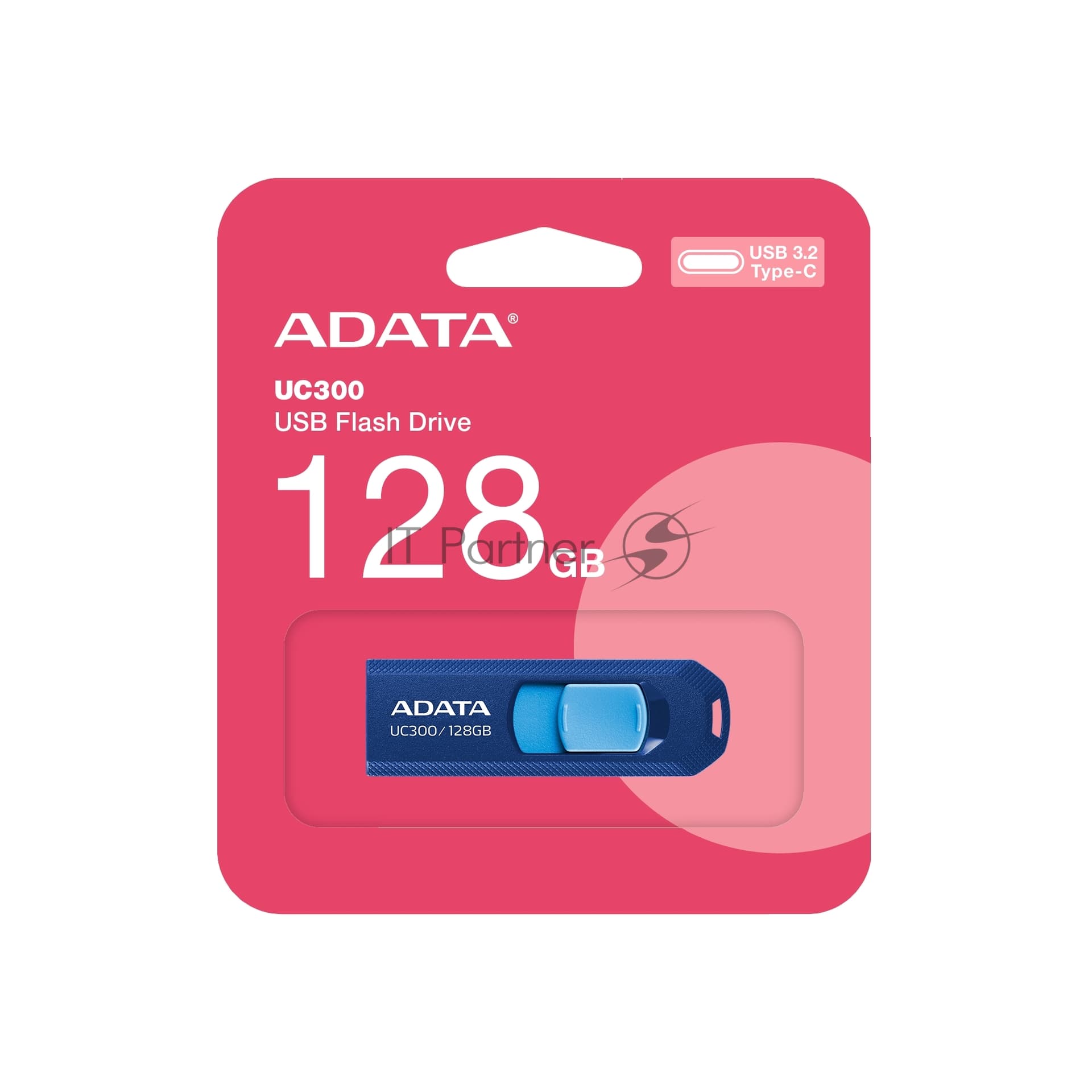 Флешка USB ADATA UC300 (ACHO-UC300-128G-RNB/BU), 128Gb, USB 3.2 Gen1, R/W 15/5, синий