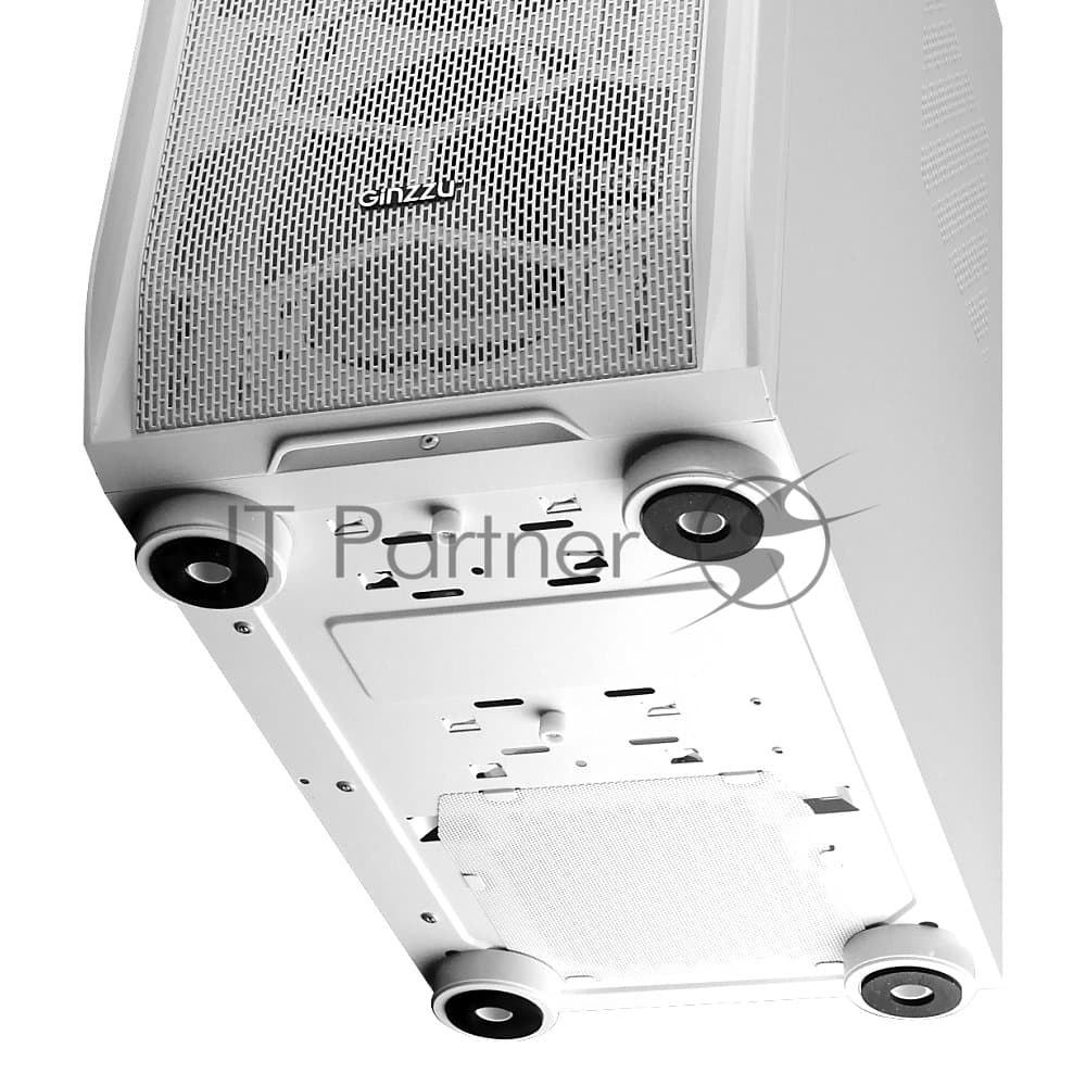 Компьютерный корпус Ginzzu GL 185 белый боковая дверца закаленное стекло на петлях на магнитах