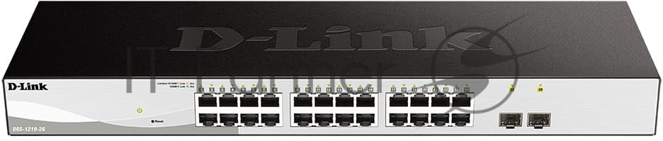 Коммутатор D-Link Управляемый L2 коммутатор, 24x1000Base-T, 2x1000Base-X SFP, защита от статического электричества до 6 кВ, CLI