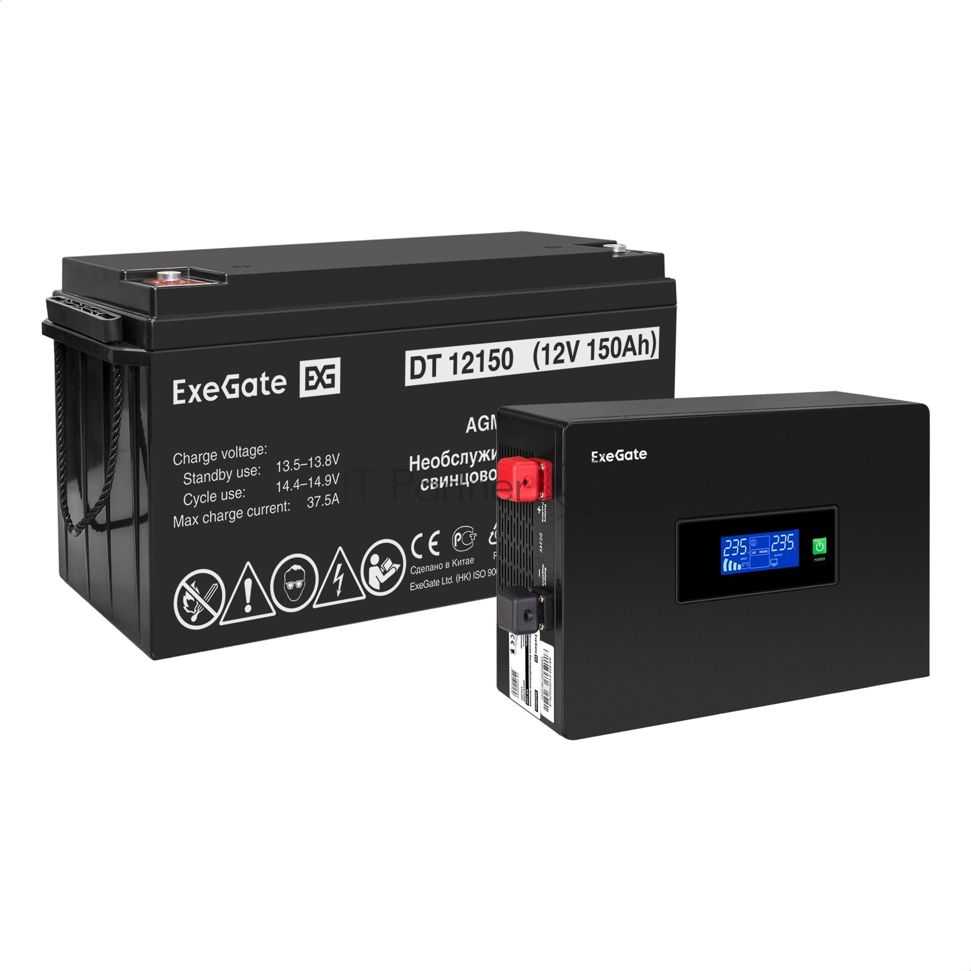 ИБП ExeGate IdealSine SR-1000.LCD.2SH + DT 12150 (150Ач)