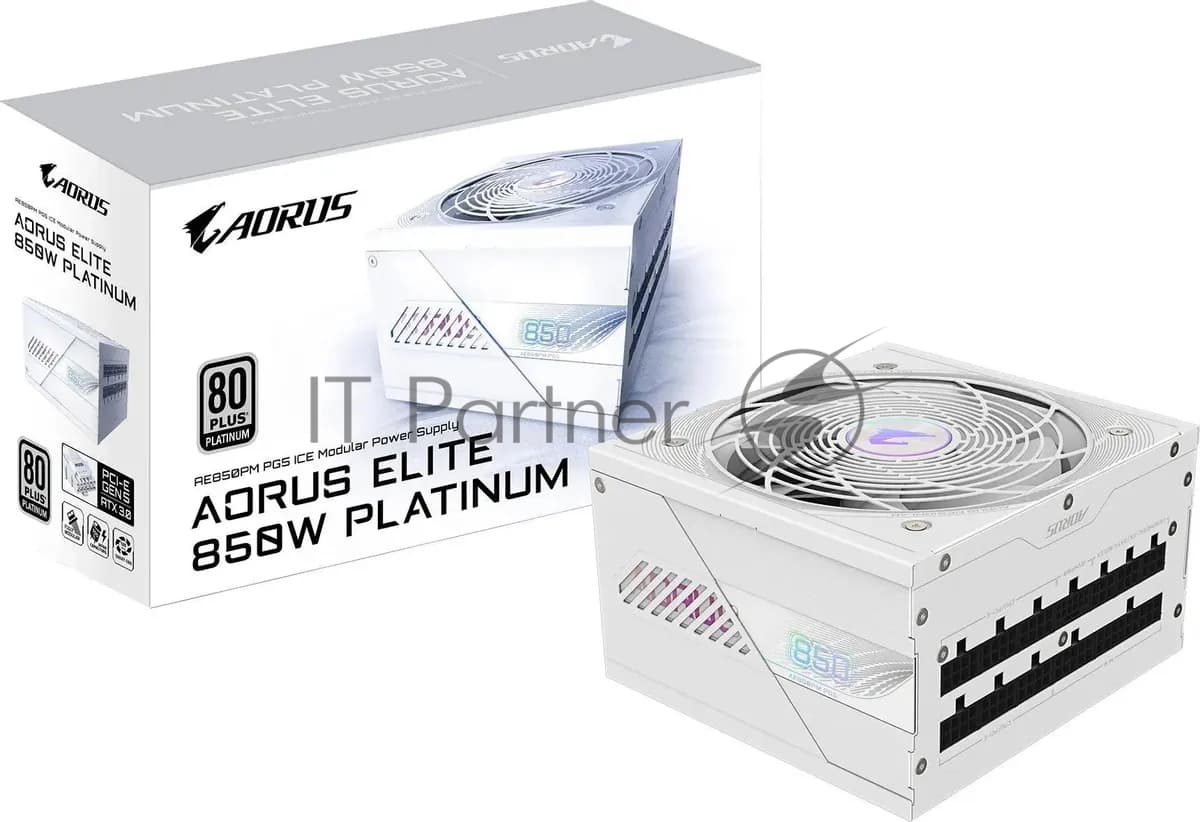 Блок питания Gigabyte ATX 850W GP-AE850PM PG5 ICE Gen.5 80 PLUS platinum (20+4pin) APFC 120мм fan 16xSATA Cab Manag RTL