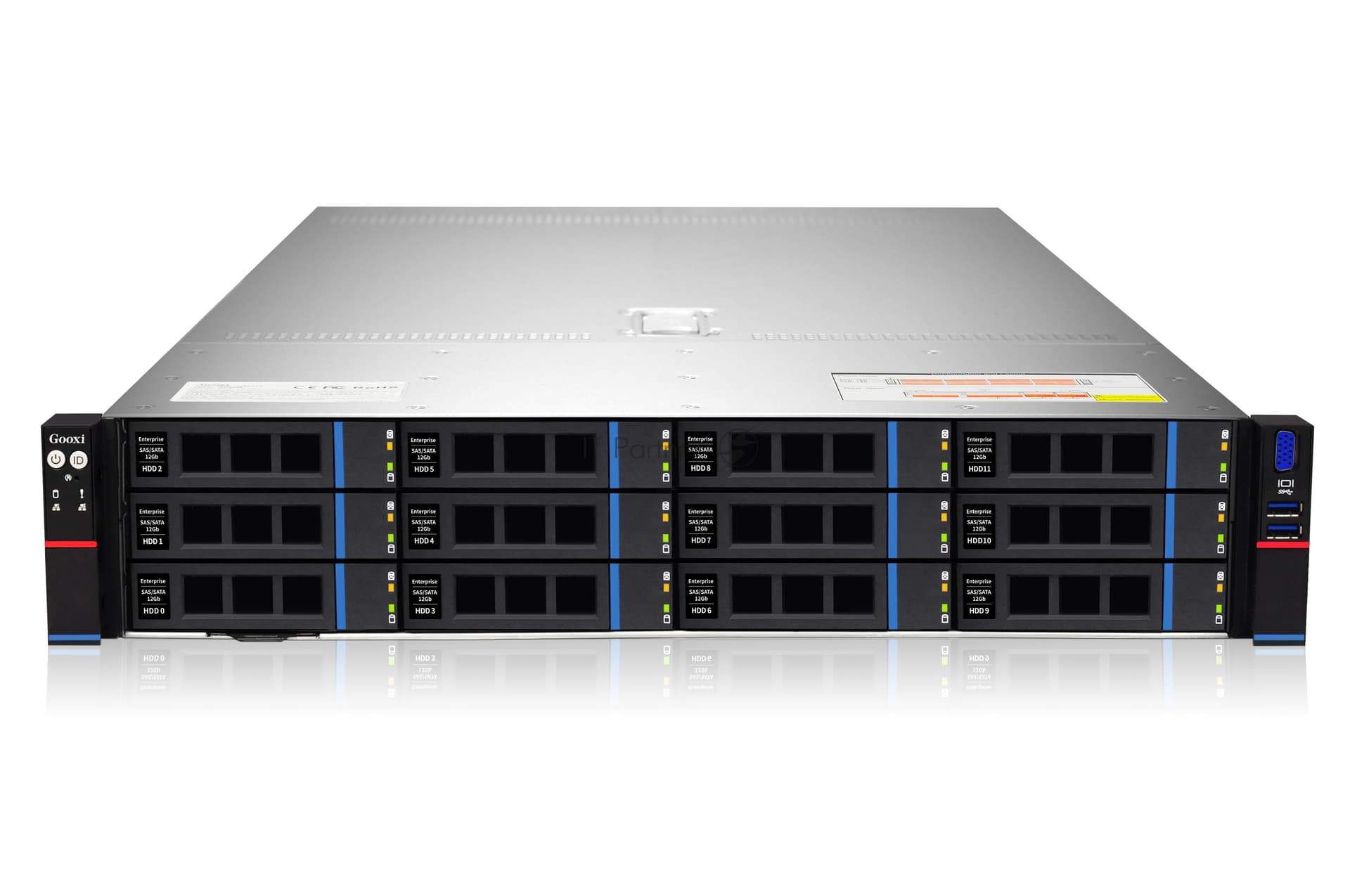 Серверная платформа Gooxi SL201-D12R-G3 2u 12bays server,based on Ice lake 2xPCIe 4.0x16; 4xPCIe 4.0x8 2x 2.5" rear SAS/SATA 2x 2.5" rear NVMe 1300W 1+1 PSU EU power cables