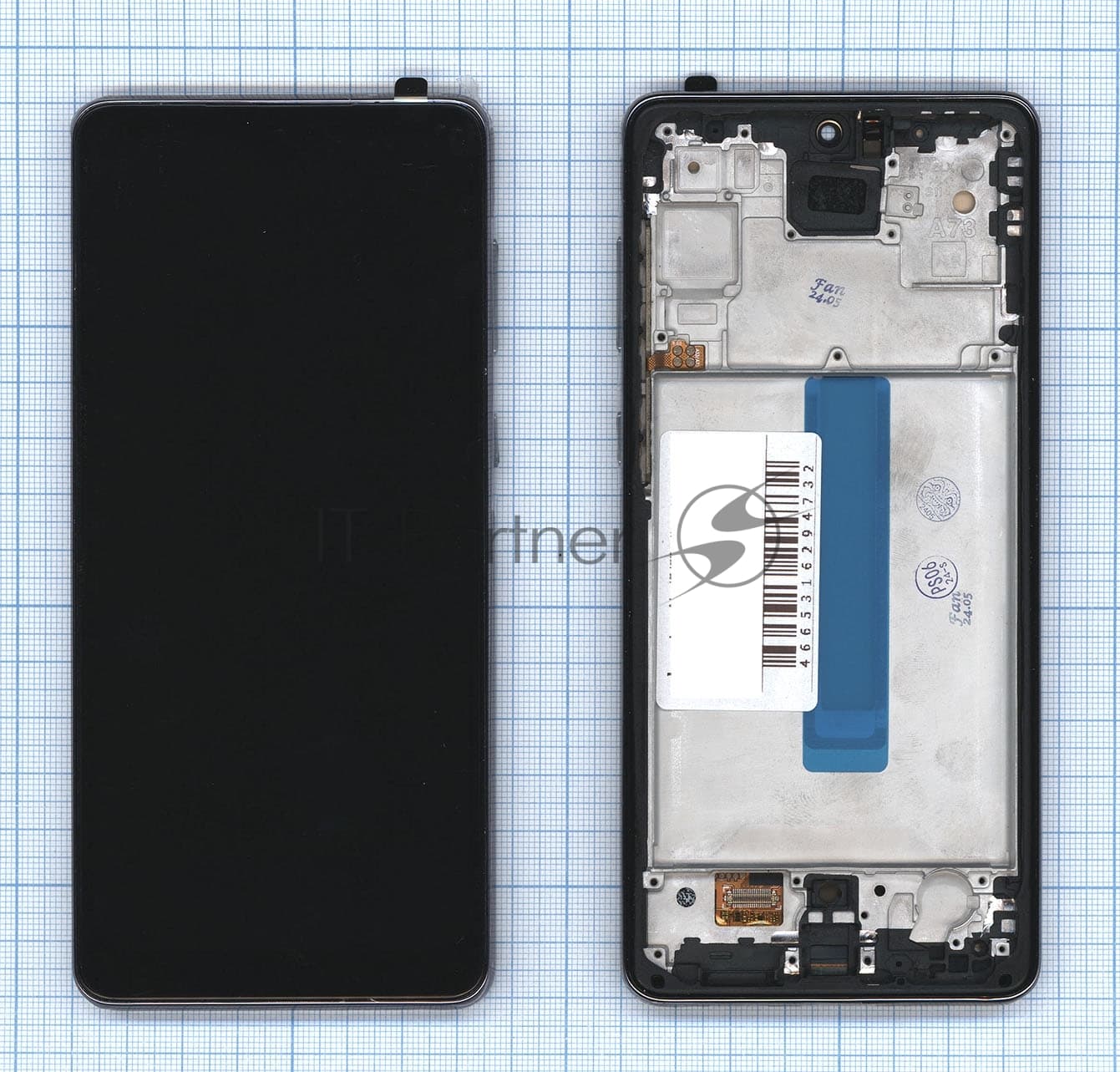 Дисплей (модуль) для Samsung Galaxy A73 SM-A736B в сборе с тачскрином и рамкой OLED small size серый