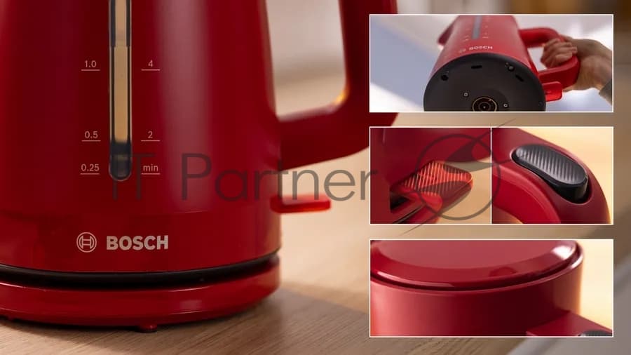 Чайник электрический Bosch TWK3M124 1.7 л, темно-красный
