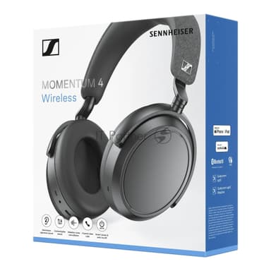 Беспроводные/проводные наушники Sennheiser Momentum 4 Wireless графитовый, полноразмерные, Bluetooth + проводной, активное шумоподавление, до 60 ч