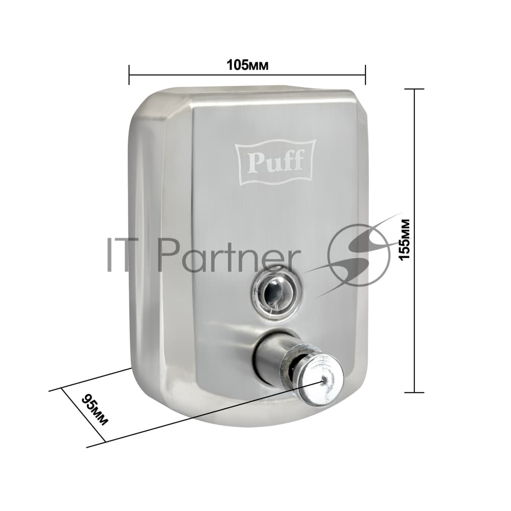 Дозатор для жидкого мыла из нерж. стали Puff-8705 хром, 500 мл, 17х12х12 см с ключом