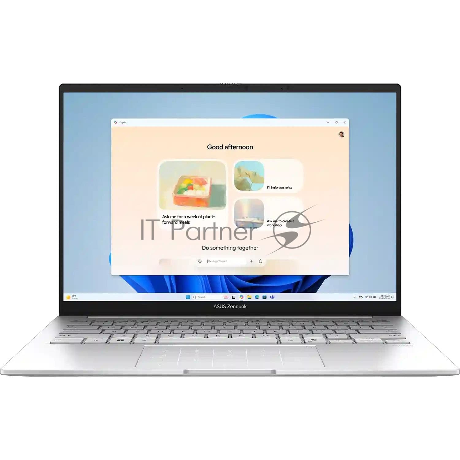 Ноутбук/ ASUS UX3405CA-QL573 14"(1920x1200 OLED 16:10)/Intel Core Ultra 5 225H(3.3Ghz)/16384Mb/1024SSDGb/noDVD/Int:Intel Arc graphics/Cam/BT/WiFi/75WHr/war 1y/1.28kg/Foggy Silver/DOS + алюм корп; +чехол; NumberPad