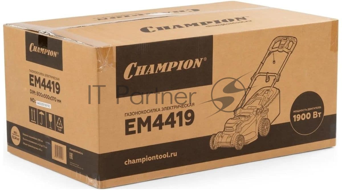 Газонокосилка электрическая Champion EM4419, от сети, 1900 Вт