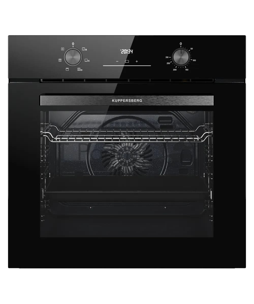 Духовой шкаф Kuppersberg/ KITCHEN RETAIL / Духовой шкаф Kuppersberg, High-Tech, 78 л, поворотное управление, утапливаемые переключатели, дисплей, таймер, 6 режимов, макс. температура 310 градусов, телескопические направляющие (на 1 уровень), цвет черный, цвет фурнитуры черный