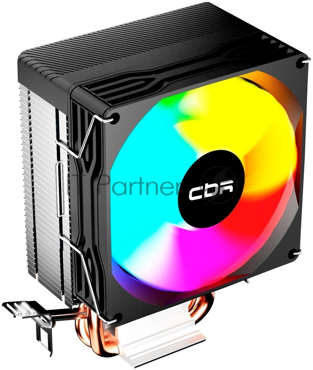 CBR-CC-2115-RGB-PWM Кулер для процессора, Al+Cu, 2 heat pipes, Socket 775/1155/1156/1150/1151/1200/1700/940/AM2/АМ2+/АМ3/AM3+/FM1/FM2/AM4/AM5, TDP 115W, 90mm Fan, 2600RPM, HB, RGB, PWM, 32db