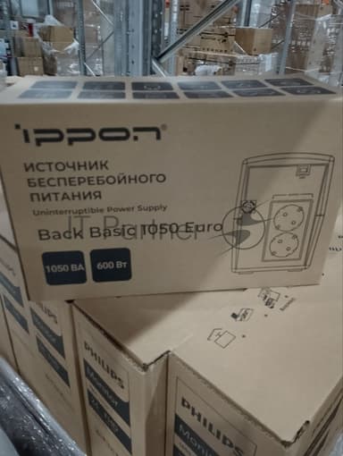 (Поврежденная упаковка) ИБП IPPON Back Basic 1050S New Euro черный (линейно-интерактивный, 1050VA, 600W, 3xEURO, USB, RJ45) (2095136_ВУ)