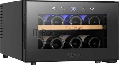Винный шкаф ZÜGEL ZTWF81B черный, 22 л, 1 отсек, 8 бут.