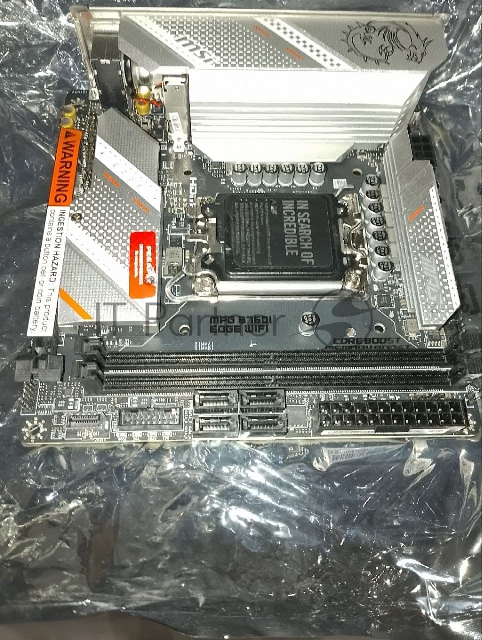(Поврежденный товар) Материнская плата MSI MPG B760I EDGE WIFI (LGA1700, B760, 2xDDR5, mini-ITX, AC`97 8ch(7.1), GbLAN+HDMI+DP_(Поврежденный товар) 000526)