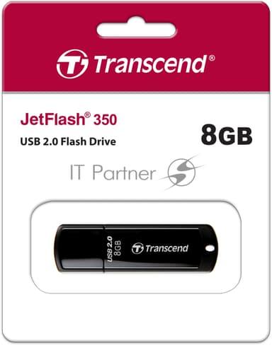 Флешка USB Transcend JetFlash 350 (TS8GJF350), 8Gb, USB 2.0, R/W 12/5, черный