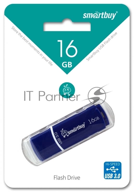 Флешка USB Smartbuy Crown Blue (SB16GbCRW-Bl), 16Gb, USB 3.0, R/W 75/30, синий