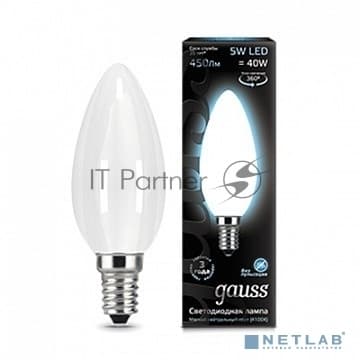 Лампа филам. Gauss Filament 5Вт цок.:E14 свеча 220B св.свеч.бел.нейт. (упак.:1шт)