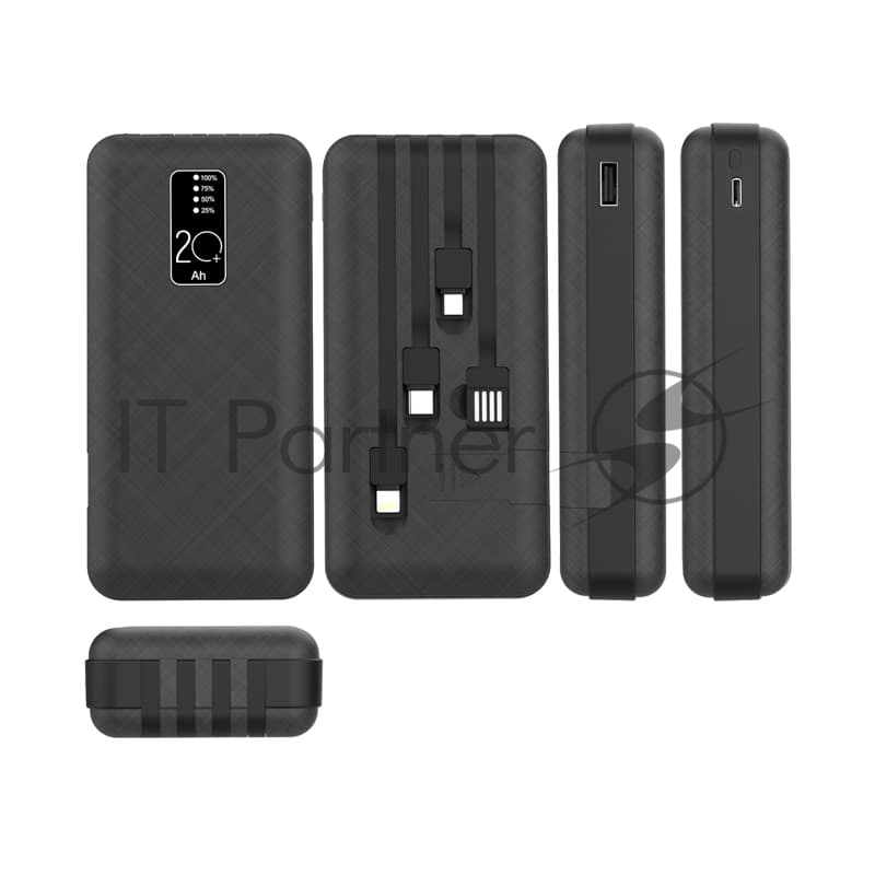 Портативное зарядное устройство Rexant Power Bank (аккумуляторная батарея) 20000 mAh, черное