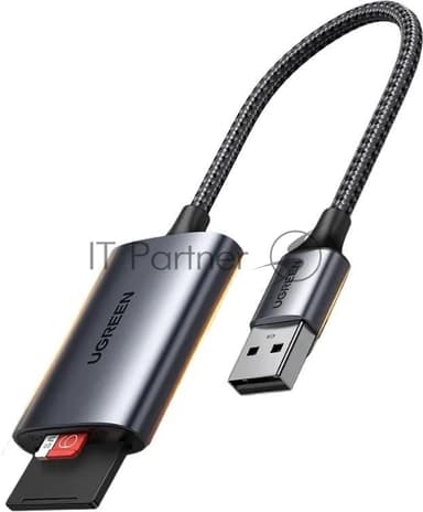 Кард-ридер UGREEN CM401/серый/SD,TF/USB Type-C/пластик