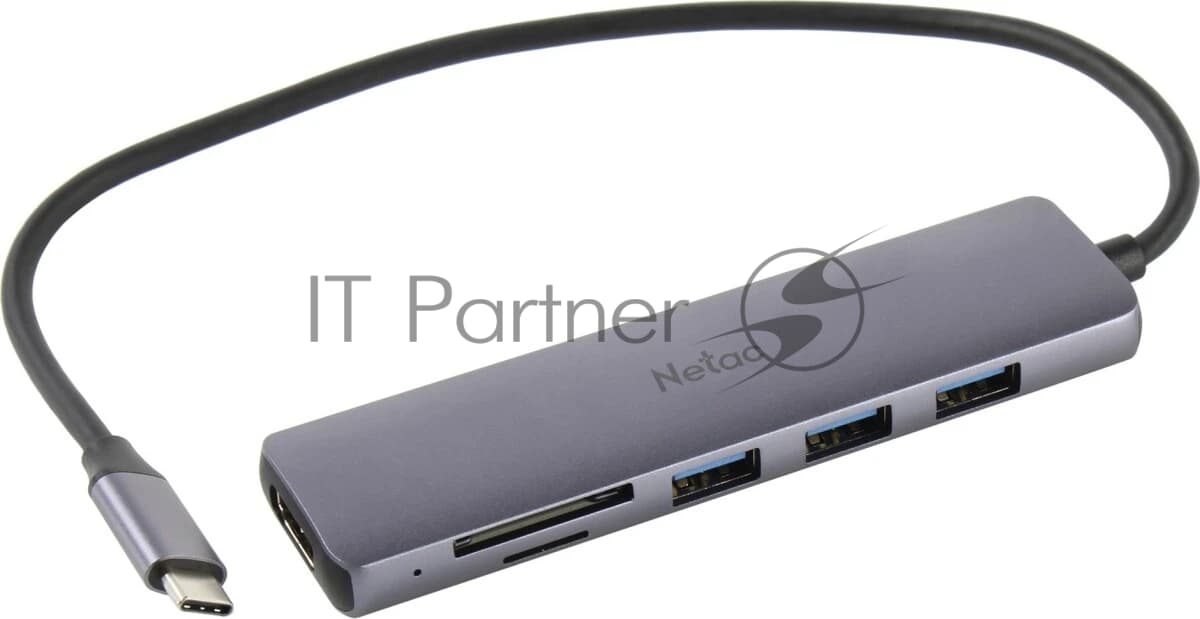 USB-концентратор Netac USB Hub WF14, 6in1 Type-C to 3xUSB3.0 + 1xHDMI(4k/30Hz) + microSD + SD