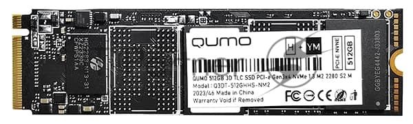 Накопитель SSD QUMO Novation, 512Gb, PCIe 3.0 x4, M.2 2280, NVMe, R/W 3100/2000 OEM