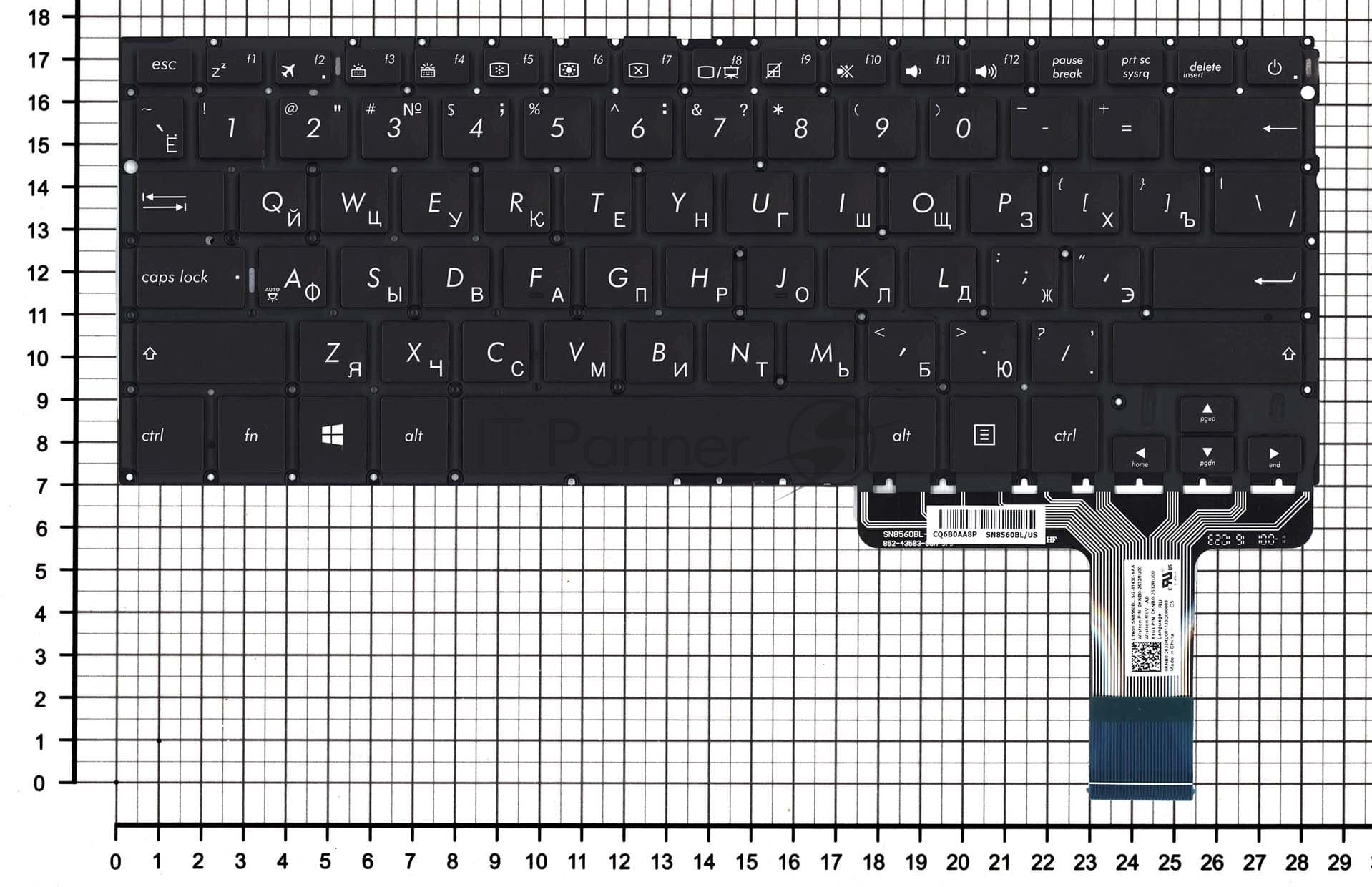 Клавиатура для ноутбука Asus UX330U UX330UA черная с подсветкой