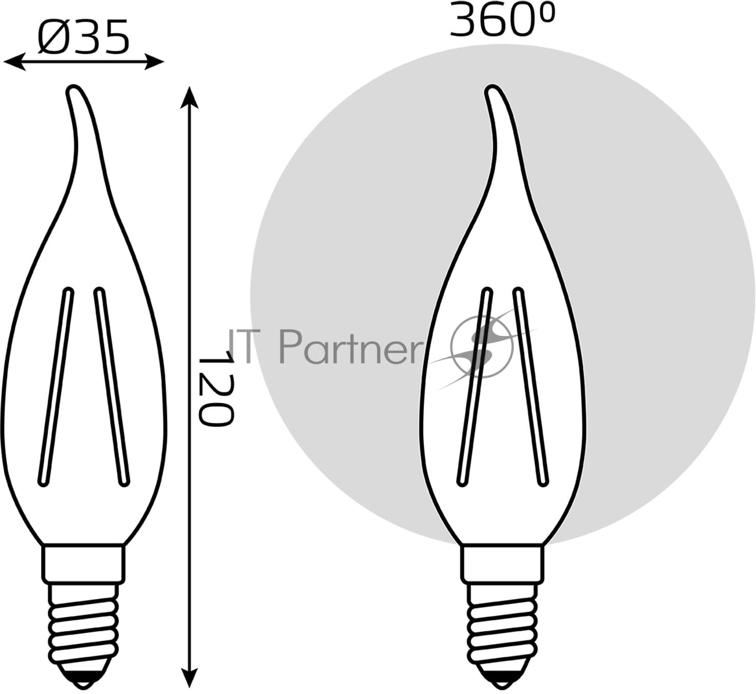 Лампа светодиодная филаментная Gauss Filament 13Вт цок.: E14 свеча св. свеч. бел. нейт. (упак.: 10 шт)
