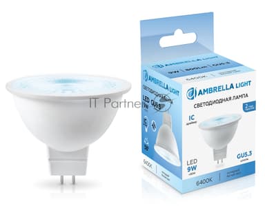 Лампа светодиодная Ambrella light 170906 LED MR16 9W IC GU5.3 6400K 175-265V 38°