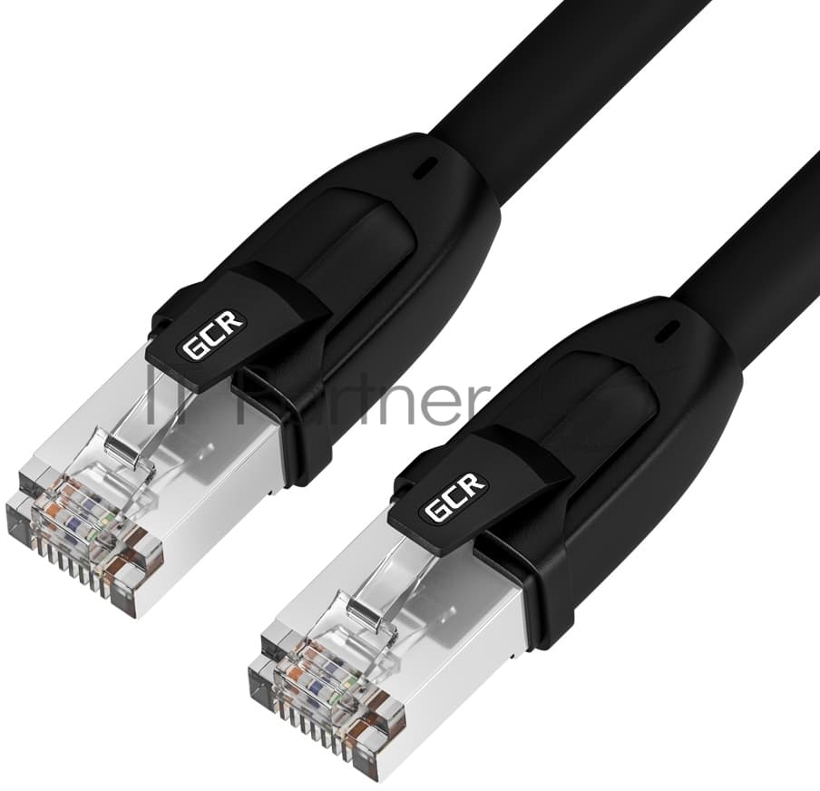 Патч-корд GCR PROF кат.8 ethernet 30.0m F/FTP, RJ45, CU, 26 AWG, литой, прямой, черный, экранированные коннекторы, GCR-52354