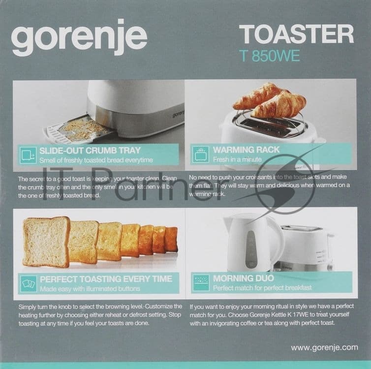 Тостер Gorenje T850WE 720 Вт, белый