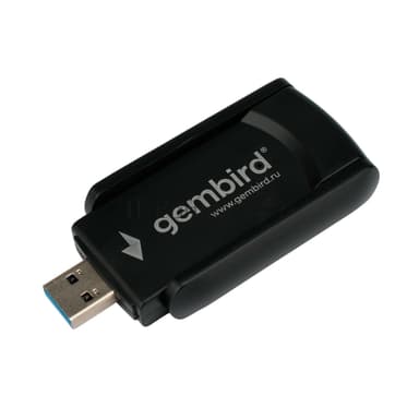 Сетевой адаптер WiFi+Bluetooth Gembird WNP-UA-020 двухдиапазонный с антеннами, 1300 Мбит, USB, 802.11b/a/g/n/ac