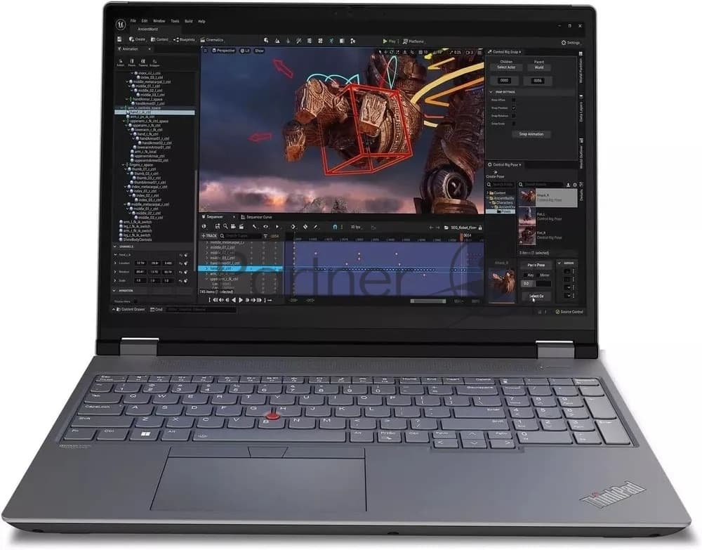 Ноутбук Lenovo ThinkPad P16 G2 Intel Core i7-14700HX/16Gb/SSD512Gb/RTX2000 8Gb/16"/IPS/WUXGA/1920x1200/60Hz/Win11Pro/Storm Grey (21FBA0R7CD)