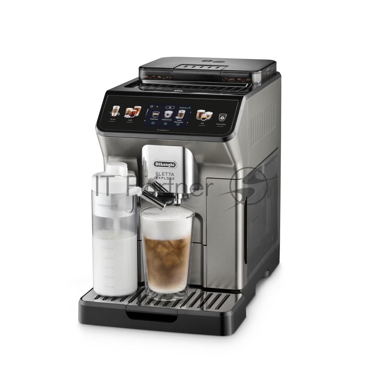 Кофемашина автоматическая DeLonghi ECAM450.86.T черный/серебристый, исп. кофе- зерновой/молотый, 1.8 л, 1450 Вт. 19 бар