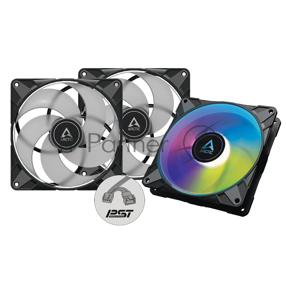 Комплект вентиляторов для корпуса Arctic P14 PWM PST A-RGB (3 шт.) черный, 140 мм, 1900 об/мин, 22.5 дБ, 4 pin