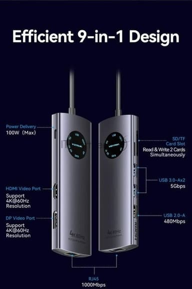 USB-концентратор Vention TQUHB, USB Type-C, USB 2.0/HDMI/RJ-45/SD/USB 3.0, USB Type-C