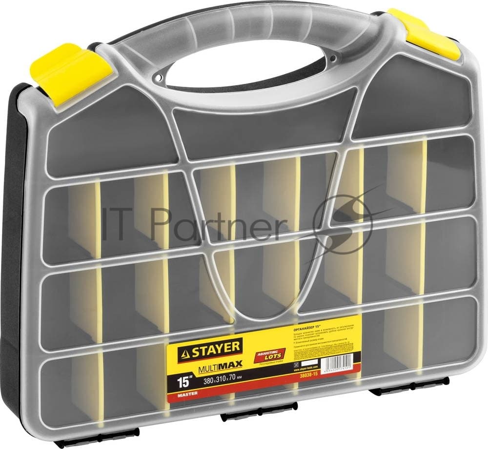 STAYER SPACE-15, 380 х 310 х 70 мм, (15"), пластиковый органайзер с 21 ячейкой (38038-15)